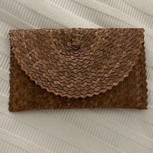 Woven straw clutch